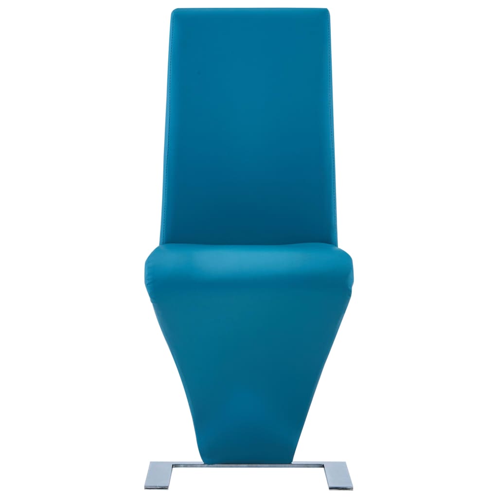 vidaXL Valgomojo kėdės, 2 vnt., mėl. sp., dirbtinė oda, zigz. formos
