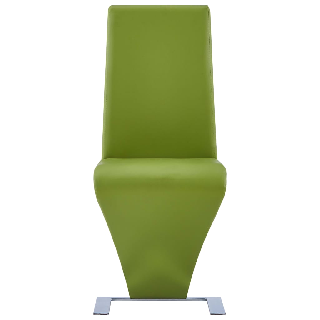 vidaXL Valgomojo kėdės, 2 vnt., žalios sp., dirbtinė oda, zigz. formos