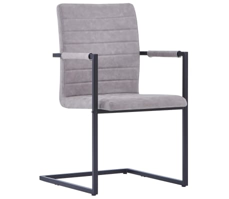 vidaXL Cadeiras jantar cantilever 2pcs couro artificial cinzento-claro