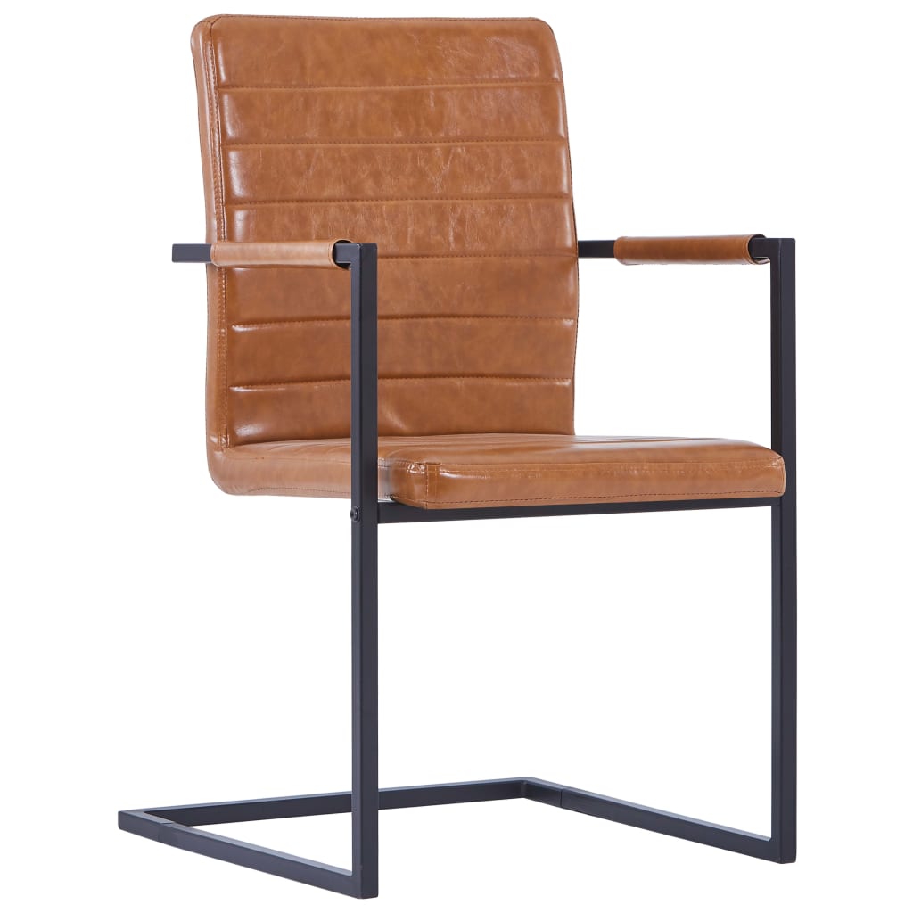 

vidaXL Eetkamerstoelen 2 st kunstleer cognackleurig