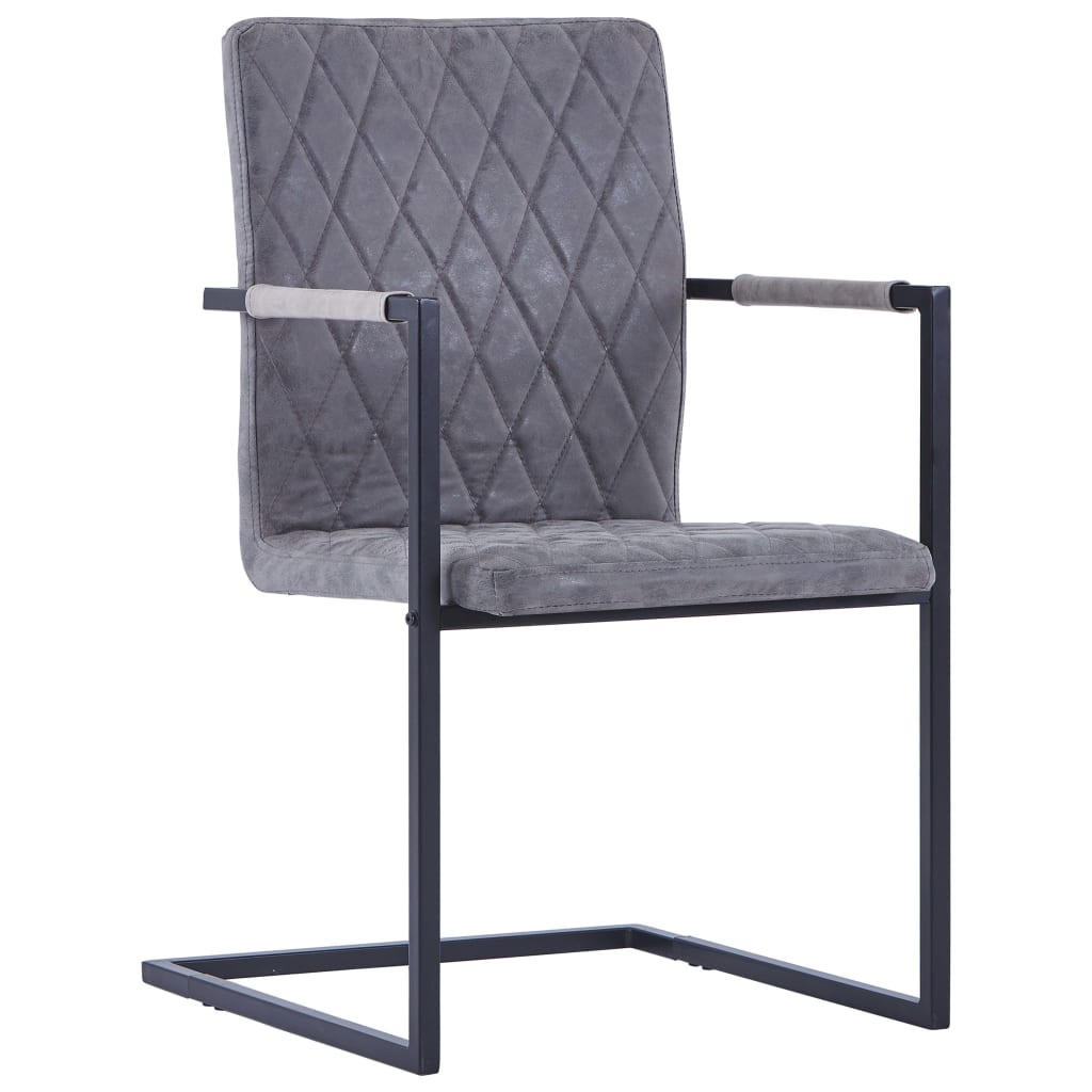 

vidaXL Eetkamerstoelen 2 st kunstleer donkergrijs