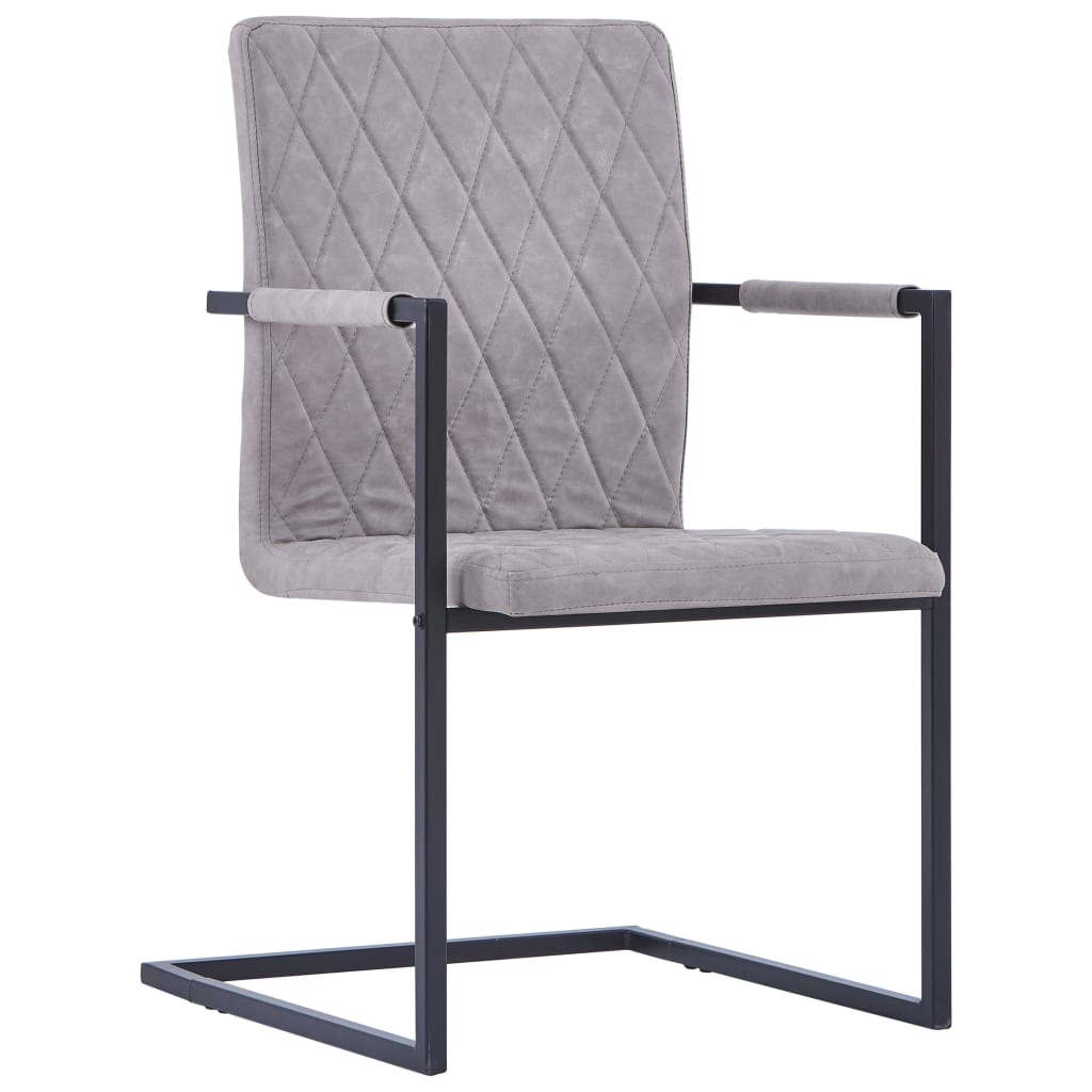 vidaXL Krzesła stołowe, 2 szt., wspornikowe, jasnoszare, ekoskóra