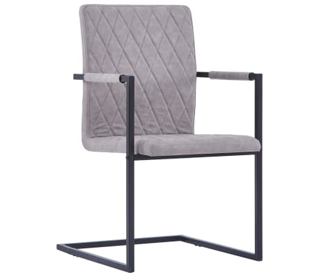 vidaXL Конзолни трапезни столове, 2 бр, светлосиви, изкуствена кожа