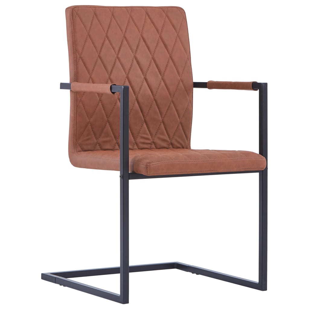 vidaXL spisebordsstole 2 stk. cantilever-design kunstlæder brun