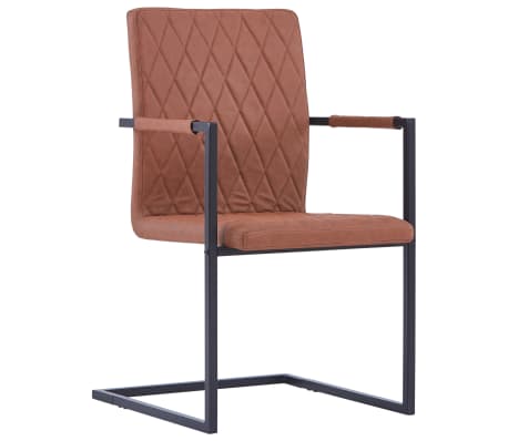 vidaXL Конзолни трапезни столове, 2 бр, кафяви, изкуствена кожа