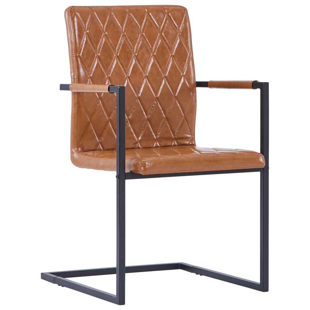 

vidaXL Eetkamerstoelen 2 st kunstleer cognackleurig