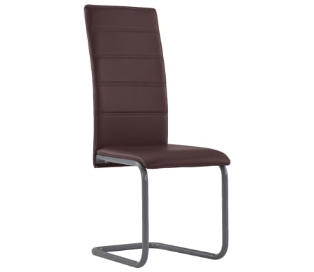 vidaXL Gembinės valgomojo kėdės, 2vnt., rudos spalvos, dirbtinė oda