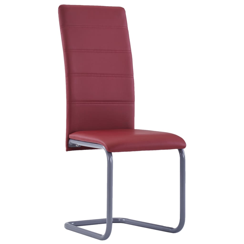 vidaXL Chaises à manger cantilever lot de 2 rouge similicuir