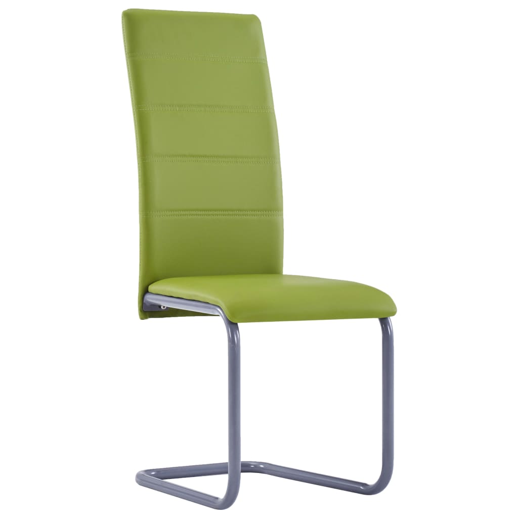 vidaXL Krzesła stołowe, wspornikowe, 2 szt., zielone, sztuczna skóra
