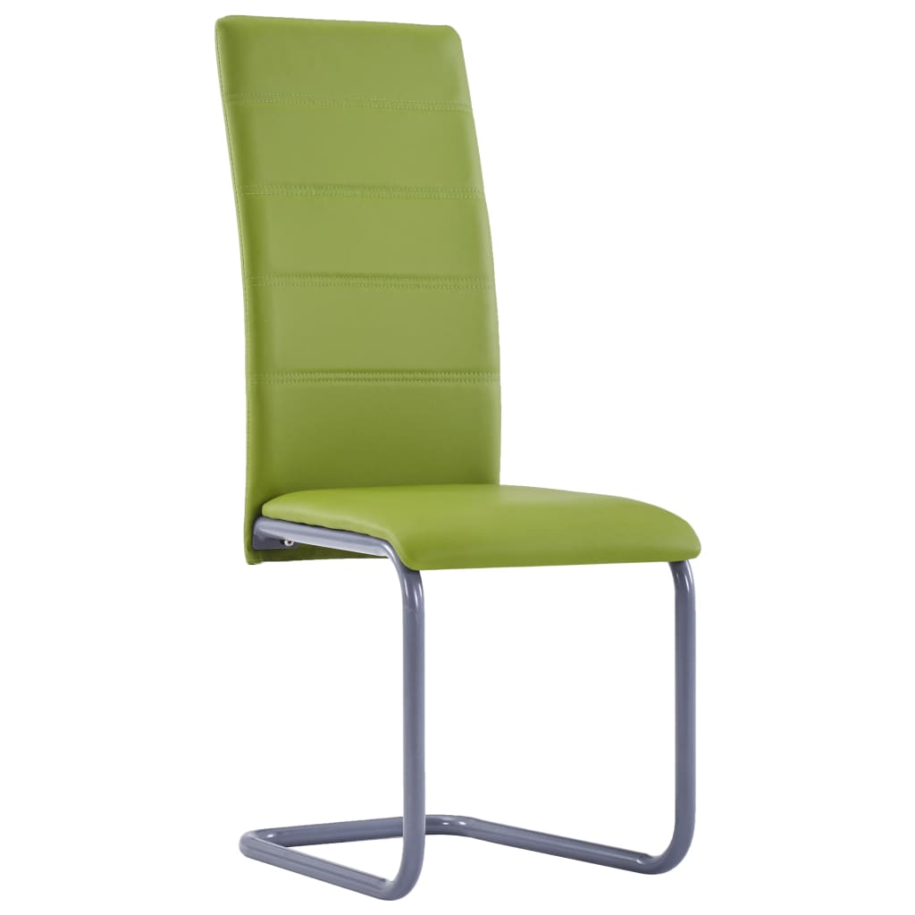 vidaXL Chaises à manger cantilever lot de 4 vert similicuir