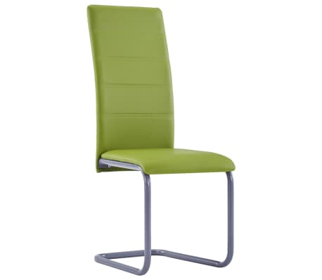 vidaXL Krzesła stołowe, wspornikowe, 4 szt., zielone, sztuczna skóra