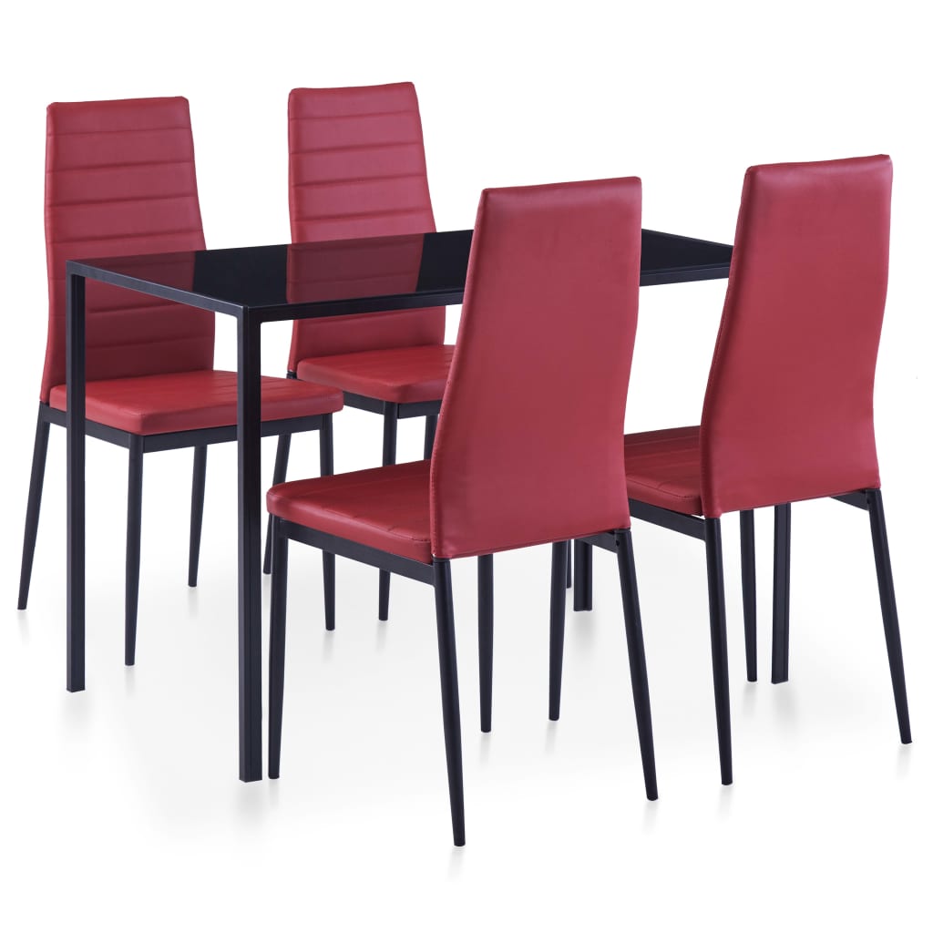 vidaXL Set mobilier de bucătărie, 5 piese, roșu vin vidaXL