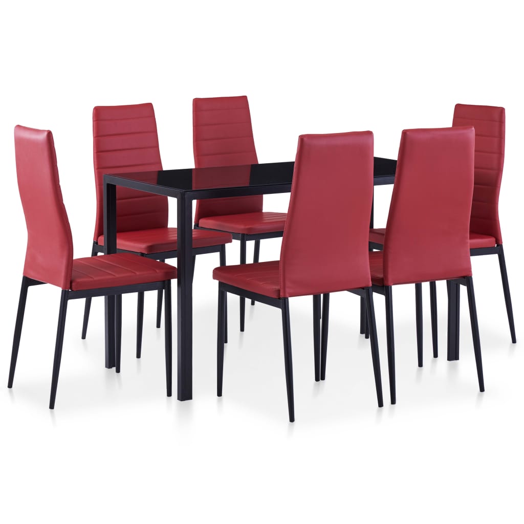 vidaXL Set mobilier de bucătărie, 7 piese, roșu vin vidaXL