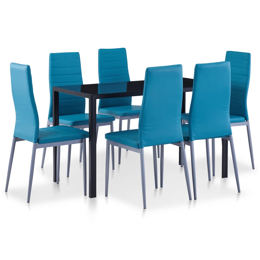 vidaXL Set mobilier de bucătărie, 7 piese, albastru vidaXL