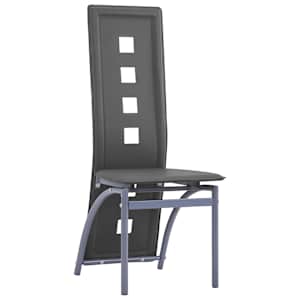 vidaXL Borðstofustóll 4 stk Grátt Leðurlíki