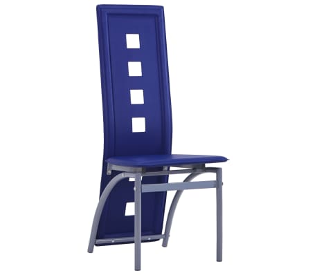 vidaXL Valgomojo kėdės, 4vnt., mėlynos spalvos, dirbtinė oda