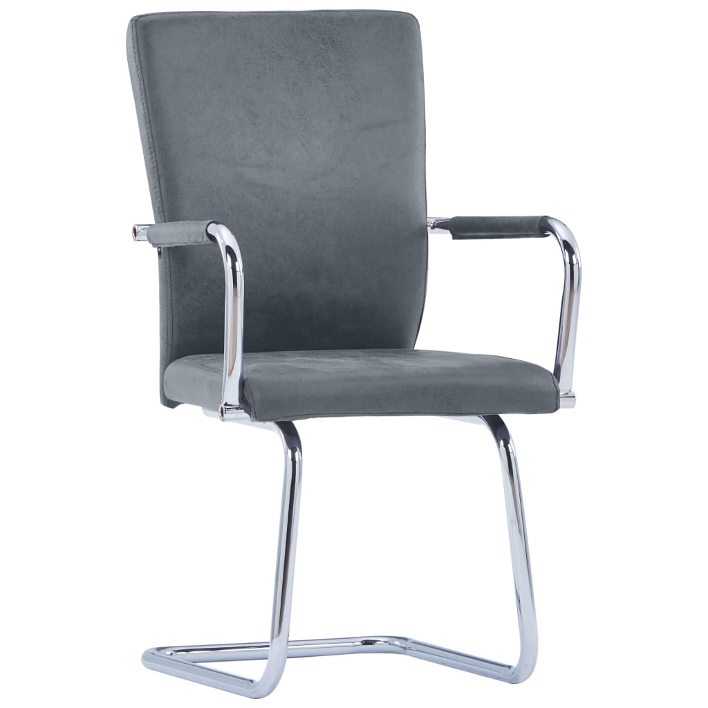 vidaXL Chaises à manger cantilever lot de 2 gris suède similicuir