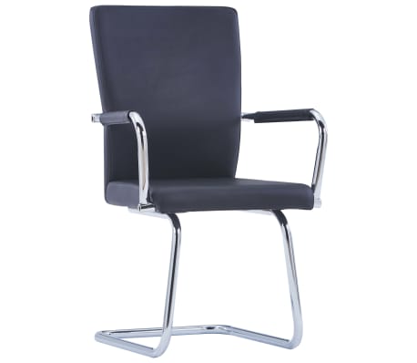 vidaXL Gembinės valgomojo kėdės, 2vnt., juodos spalvos, dirbtinė oda