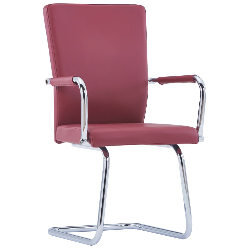 vidaXL Cadeiras de jantar cantilever 2 pcs couro artificial vermelho