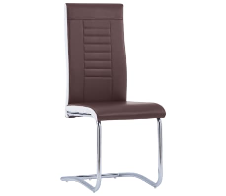 vidaXL Krzesła stołowe, wspornikowe 4 szt., brązowe, sztuczna skóra