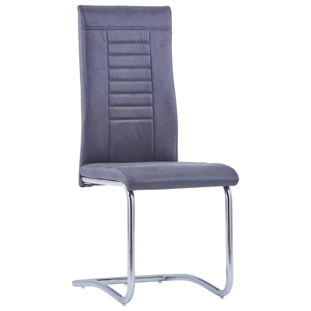 vidaXL Cadeiras de jantar cantilever 2 pcs camurça artificial cinzento
