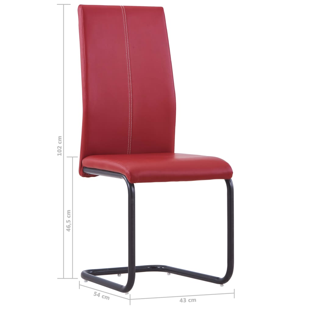 Scaune de bucătărie consolă, 2 buc., roșu, piele ecologică