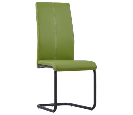 vidaXL Gembinės valgomojo kėdės, 2vnt., žalios, dirbtinė oda
