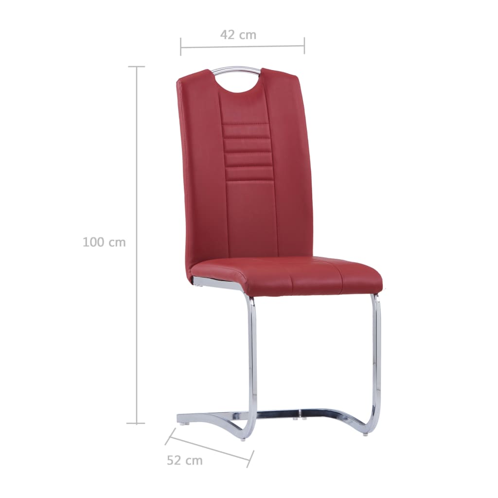 Konzolové jídelní židle 2 ks červené umělá kůže