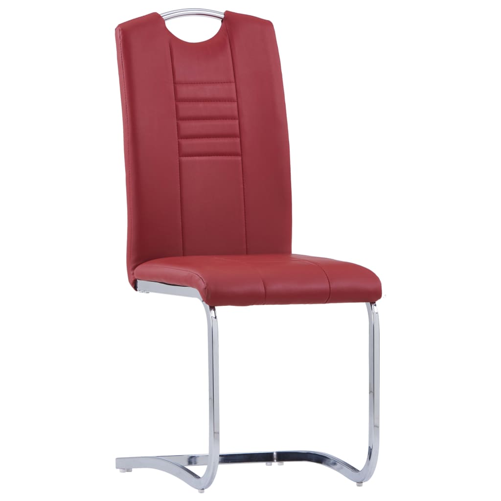 vidaXL Gembinės valgomojo kėdės, 4 vnt., raudonos, dirbtinė oda