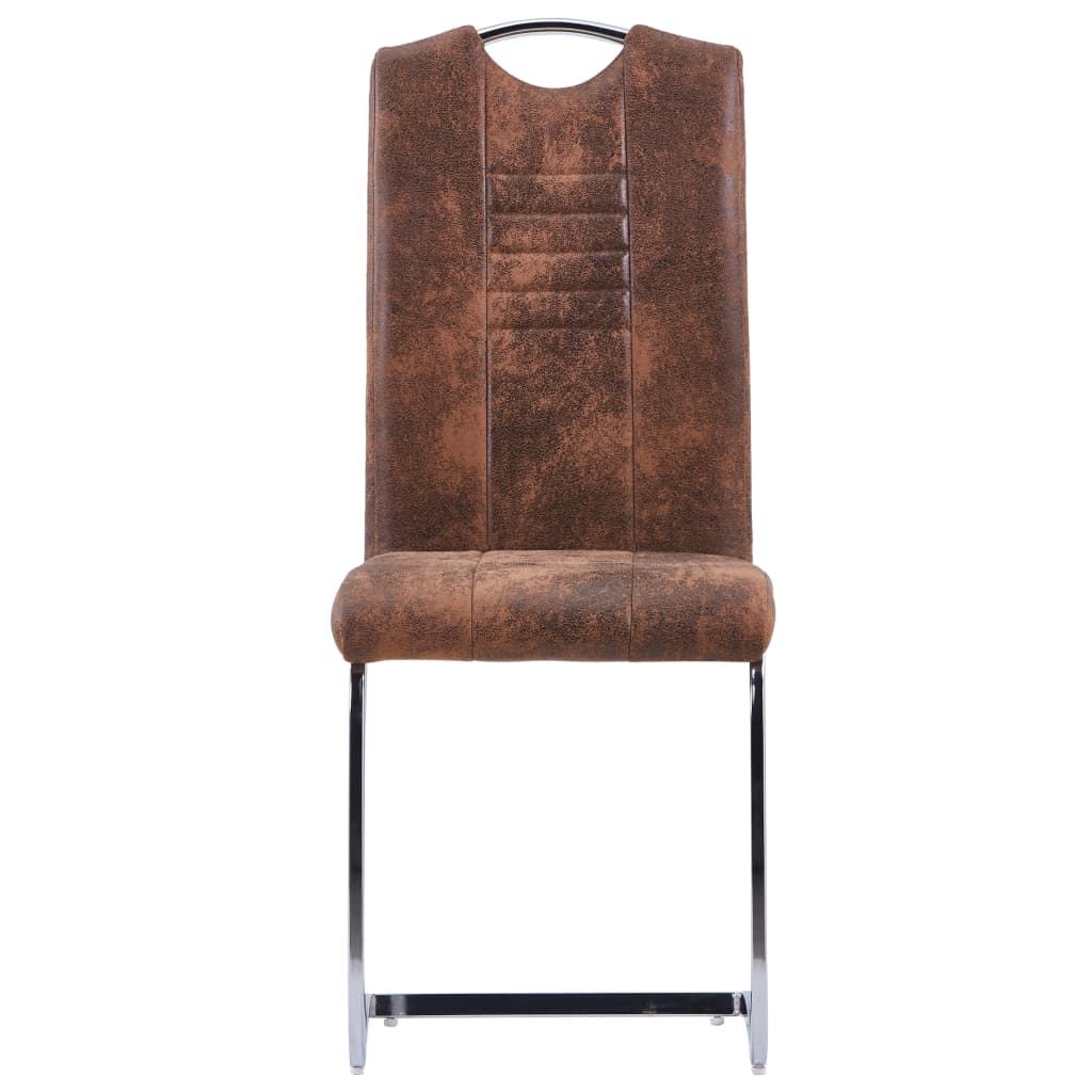 Konzolové jídelní židle 2 ks hnědé umělá broušená kůže