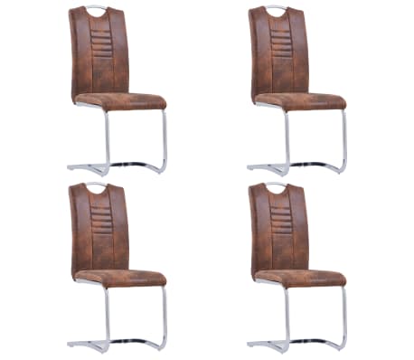 Détails sur vidaXL 4x Chaises à Dîner Cantilever Marron Similicuir Daim Cuisine Repas Détails sur vidaXL 4x Chaises à Dîner Cantilever Marron Similicuir Daim Cuisine Repas