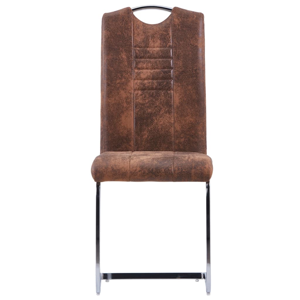 Konzolové jídelní židle 4 ks hnědé umělá broušená kůže