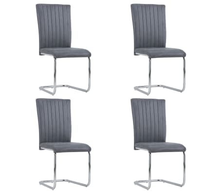 vidaXL Chaises de salle à manger cantilever 4 pcs Gris Similicuir daim vidaXL Chaises de salle à manger cantilever 4 pcs Gris Similicuir daim