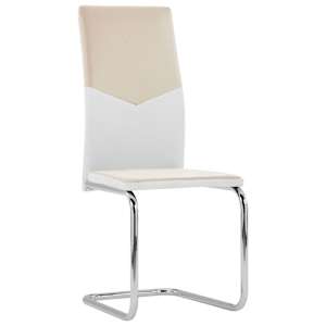 vidaXL Gembinės valgomojo kėdės, 2vnt., kapučino spalvos, dirbtinė oda