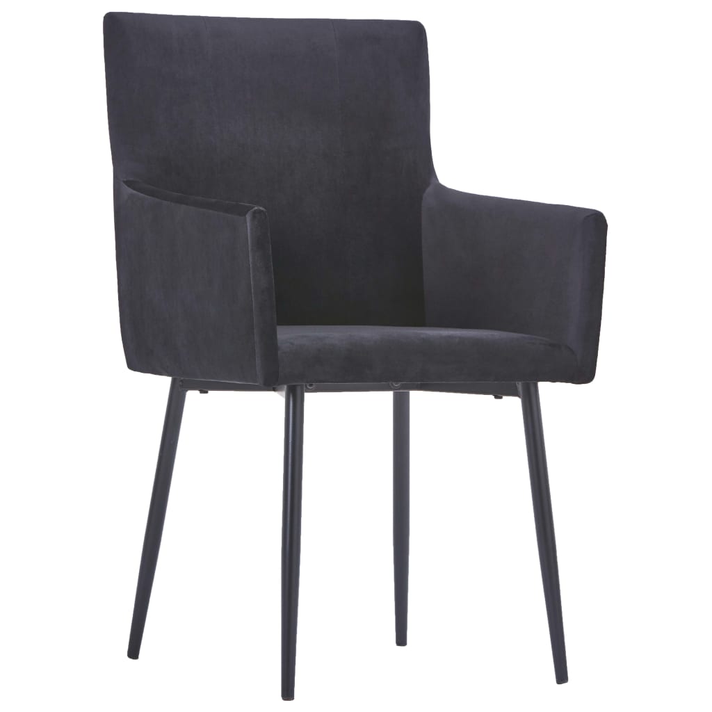

vidaXL Eetkamerstoelen 2 st met armleuningen fluweel zwart