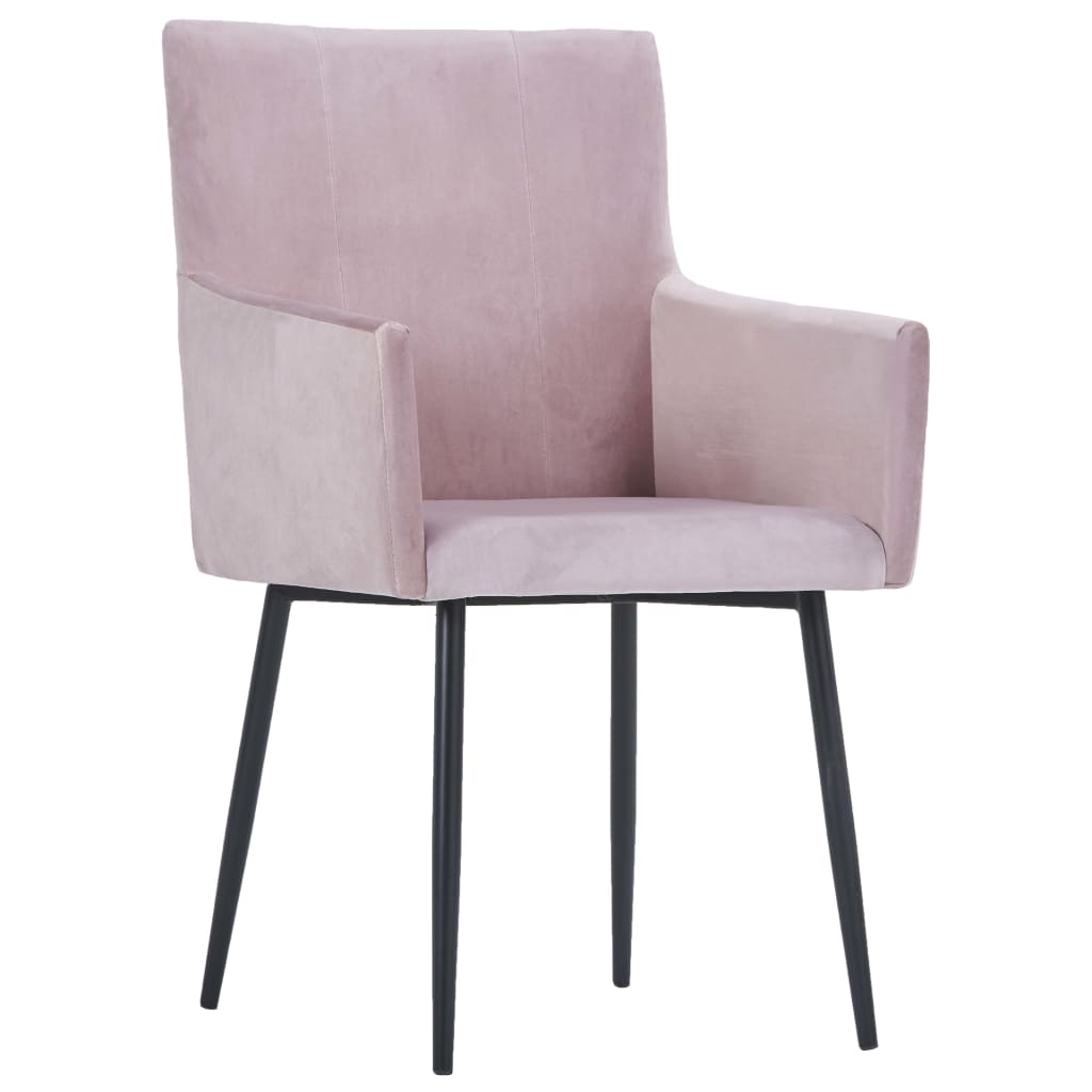 vidaXL Cadeiras de jantar com apoio de braços 2 pcs veludo rosa
