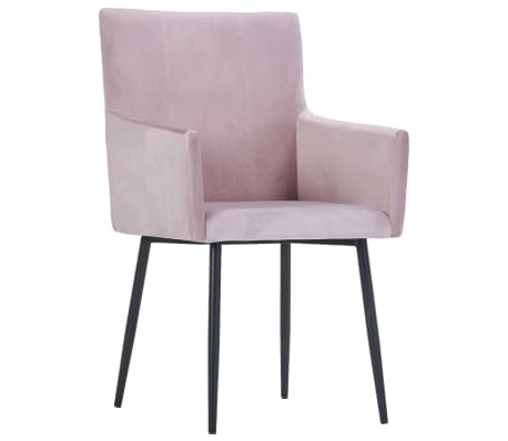 vidaXL Cadeiras de jantar com apoio de braços 2 pcs veludo rosa