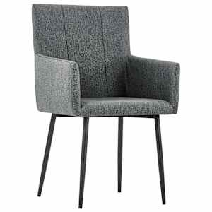 vidaXL Valgomojo kėdės su porankiais, 2vnt., tamsiai pilkos, audinys