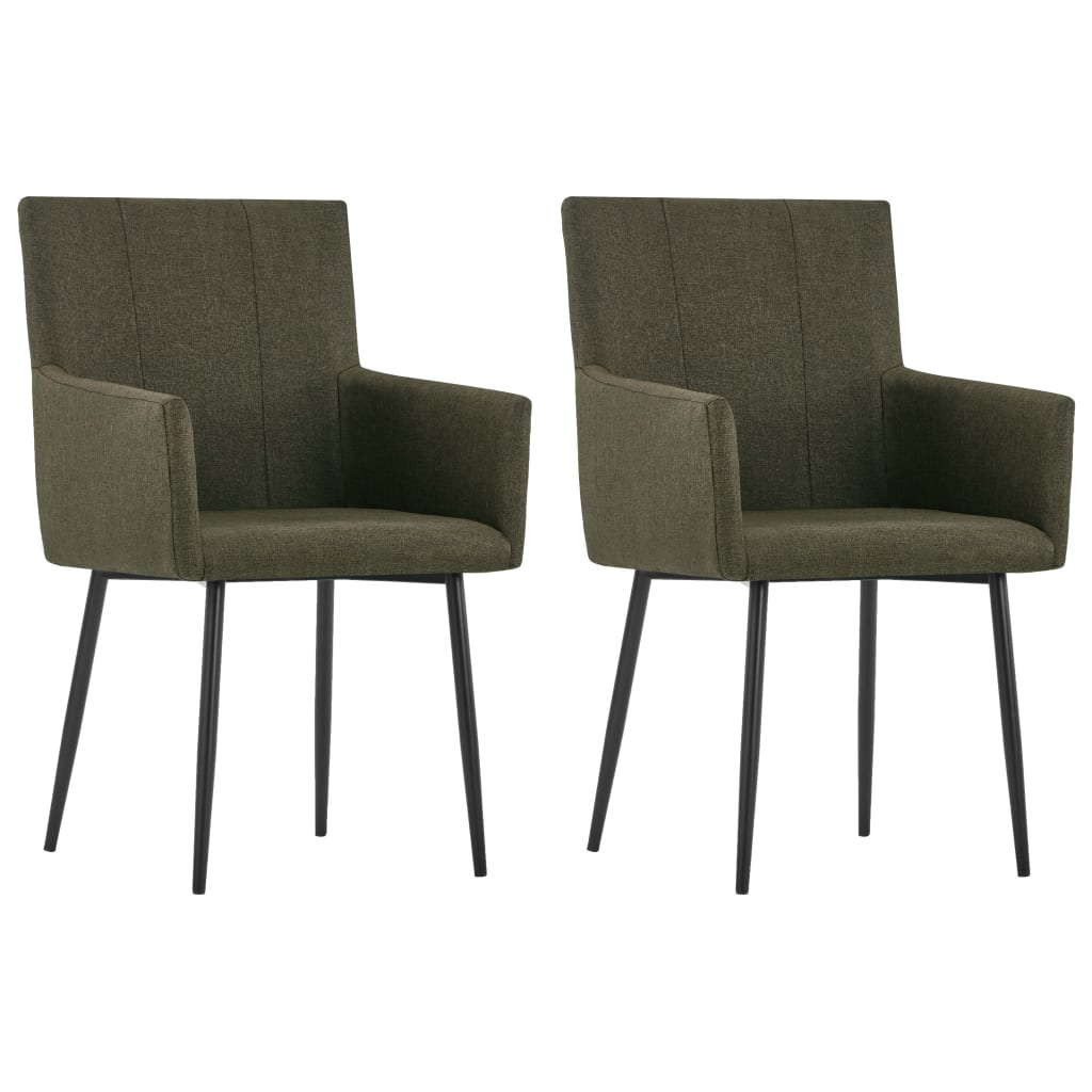 vidaXL Chaises de salle à manger avec accoudoirs 2 pcs Marron Tissu 