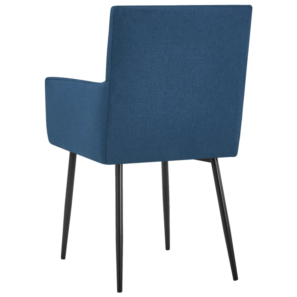 Jedálenské stoličky s opierkami 2 ks, modré, látka