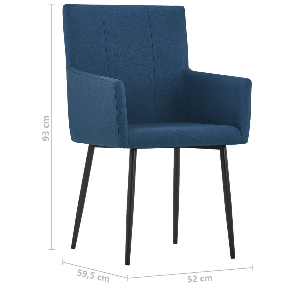 Valgomojo kėdės su porankiais, 2vnt., mėlynos spalvos, audinys | Stepinfit
