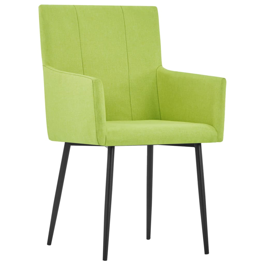 vidaXL Valgomojo kėdės su porankiais, 2vnt., žalios spalvos, audinys