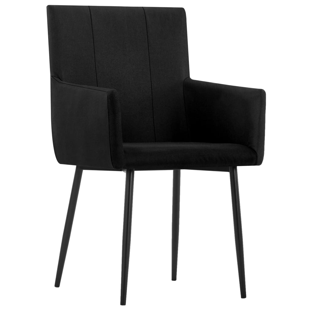 

vidaXL Eetkamerstoelen 2 st met armleuningen stof zwart