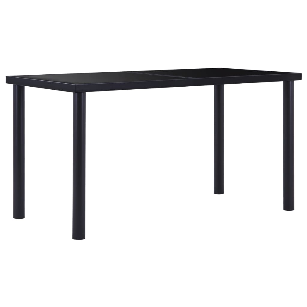 virtuves galds, melns, 140x70x75 cm, rūdīts stikls | Stepinfit.lv