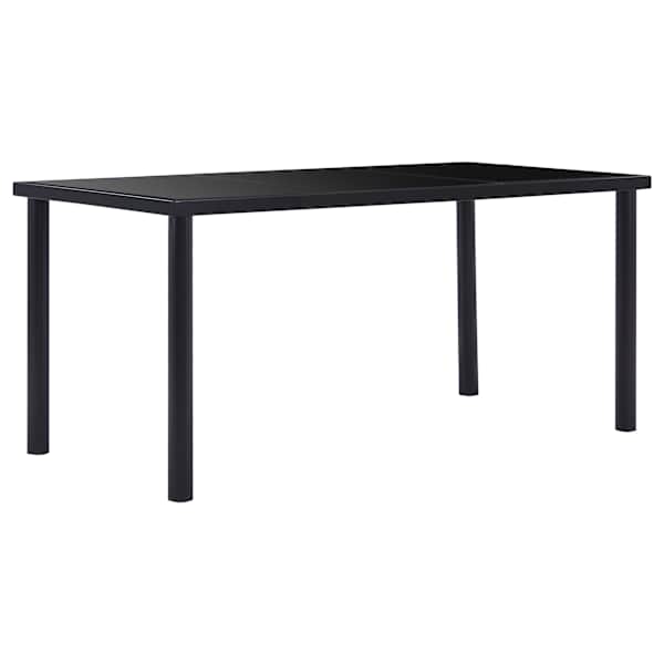 vidaXL s&ouml;&ouml;gilaud, must, 160 x 80 x 75 cm, karastatud klaas