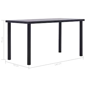 Jídelní stůl černý a betonově šedý 140 x 70 x 75 cm MDF - obrázek 5