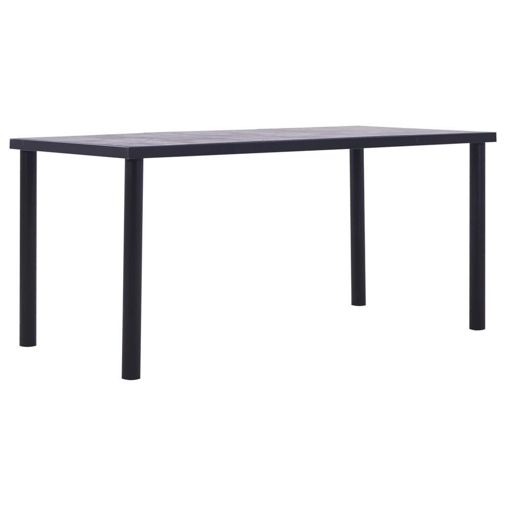Jídelní stůl černý a betonově šedý 160 x 80 x 75 cm MDF