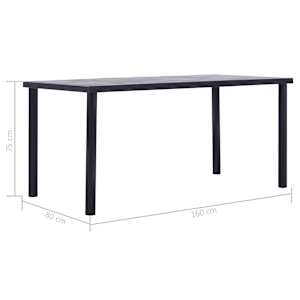 Jídelní stůl černý a betonově šedý 160 x 80 x 75 cm MDF - obrázek 5