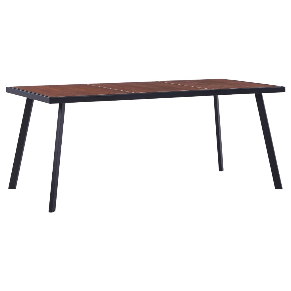 Dining Table Dark Wood and Black 180x90x75 cm MDF