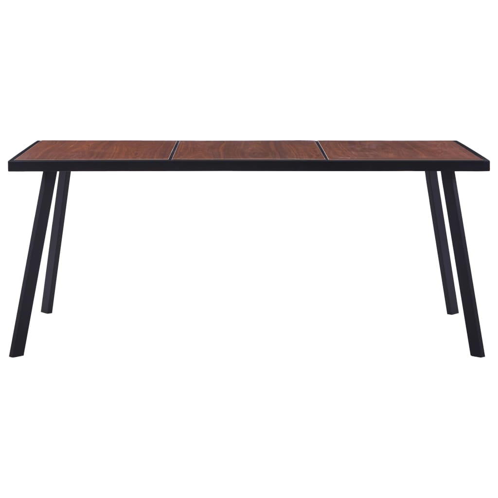 vidaXL Eettafel 180x90x75 cm MDF donkerhoutkleurig en zwart